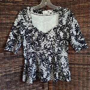 Anthropologie Postmark Lace Peplum Top Medium Black Pinup Retro Rockabilly Shirt
